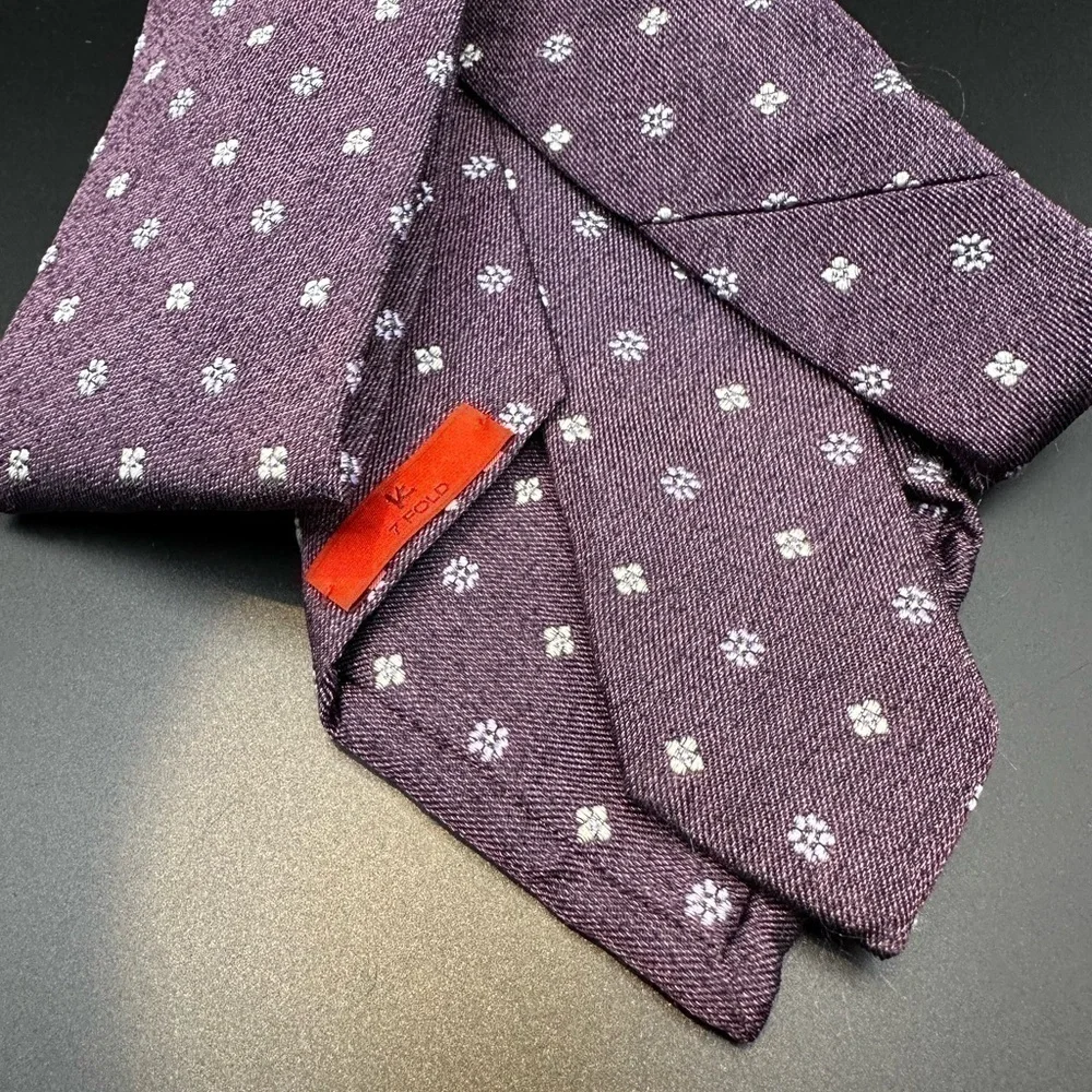 ISAIA Purple Silk Medallion Tie